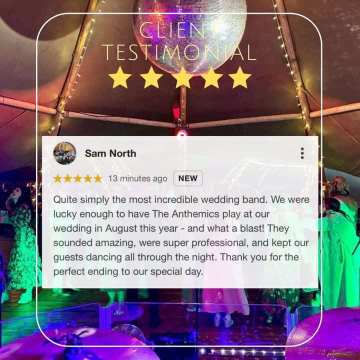 Thanks Sam!! ⭐️⭐️⭐️⭐️⭐️
#theanthemics
#partyband
#weddingband